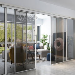 French Style Aluminum Framed Glass Sliding Barn Doors with Sliding Door Hardware Kit on China WDMA