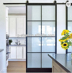 French barn door Steel frame Fixed doors windows, single or double glazed tempered glass, thermal/non-thermal barrier frame on China WDMA