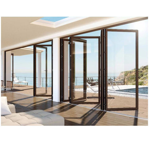 Golden Brown Bi-fold Door Aluminium Alloy Bi Fold Patio Door Prices on China WDMA