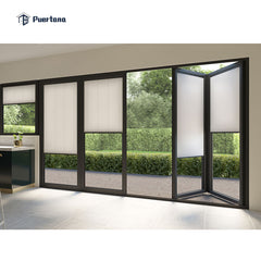 Grey Aluminium Glass Folding Sliding Patio Doors on China WDMA