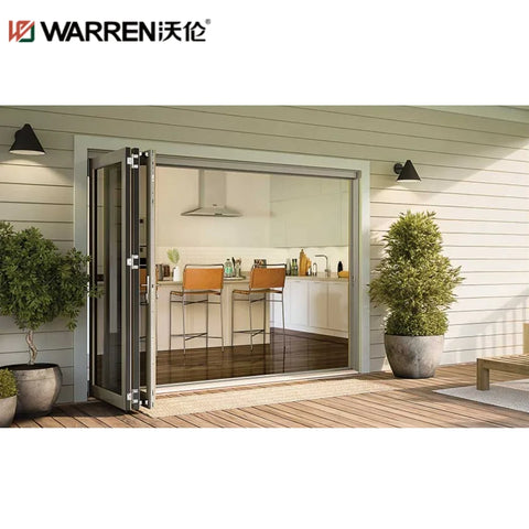 Warren 36x80 Bifold Aluminium Tempered Glass Blue Exterior Custom Door Internal