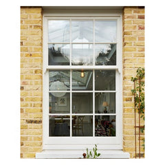 White  Double Hung Vertical Sash Window French Glass windows Aluminum Up Down Sliding Window With Grill