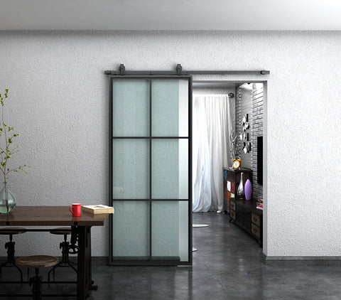 WDMA Practical Interior Frosted Glass Sliding Barn Door