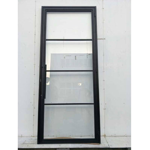 WDMA  High quality wrought iron glass door steel windows with grill design matte black steel glass windows amd doors