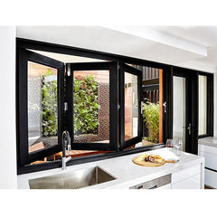 Soundproof Thermal Break Aluminum Folding Bi-Folding Glass Sliding Window UPVC Bi-fold Window For Kitchen