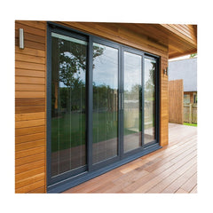 Bypass Sliding Doors Black Double Glazed Low E Glass Soundproof Exterior Patio Sliding Folding Glass Door Removable Sliding Door