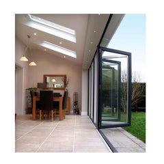 Aluminum Patio Exterior Double Glass Sliding Folding Door Transparent  Door Folding