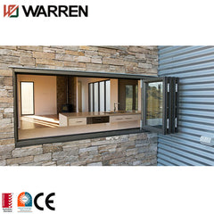 Aluminum frameless sliding folding glass windows