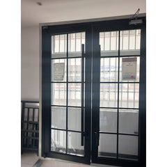 WDMA Black Metal Frame Unbreakable Fixed And casement Balcony Glass Doors