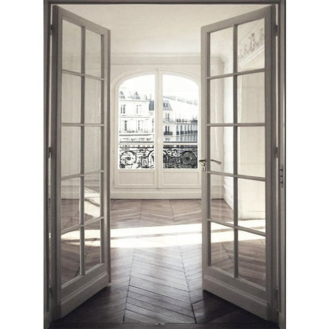 Finished Surface Aluminium French doors windows Frosted Glass Bedroom Door For Residential House