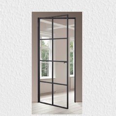 WDMA Matte black windows steel frame low price iron and glass door