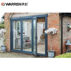 70x96 Folding Aluminium Full Glass Black Frameless Foldable Door External