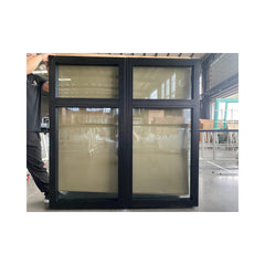 WDMA Big picture black cheap aluminum frame fixed double pane casement glass window and door