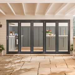 WDMA 16 foot sliding glass door with fully tempered double glazing Low-e bi-folding doors for sale