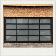 China WDMA Black Anodized Aluminum Frame Tempered Frosted Plexiglass/Glass Garage Door