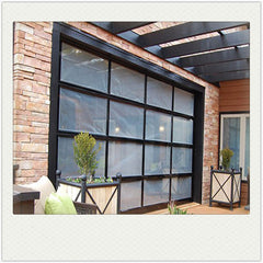 China WDMA Black Anodized Aluminum Frame Tempered Frosted Plexiglass/Glass Garage Door