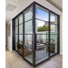 WDMA  Cheap price iron glass door and windows hot sale in Australia steel frame french door with grill design