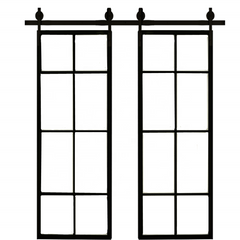 WDMA French sliding door with steel barn door hardware kit complete set, Steel sliding door