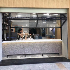 Half Open Coffee Bar Shop French Cheap Aluminum Bi-Folding Vertical Sliding Folding Window Aluminium Bi-Fold Up Down Windows