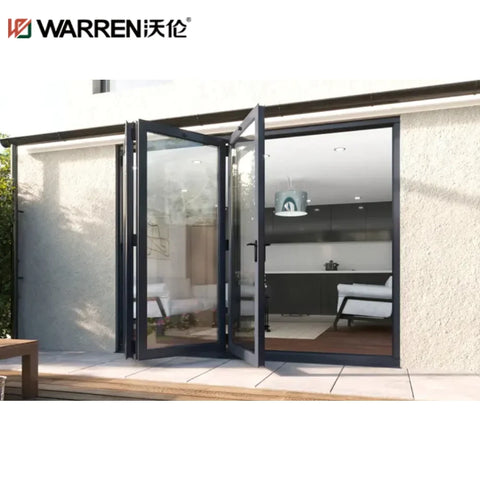 Warren 28x79 Bifold Aluminium Double Glazing Black Accordion Exterior Door External