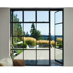 WDMA wholesale price commercial black metal steel framed glass windows& doors