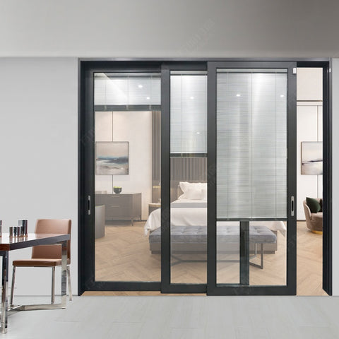 WDMA low e 3 glass panel exterior sliding glass door