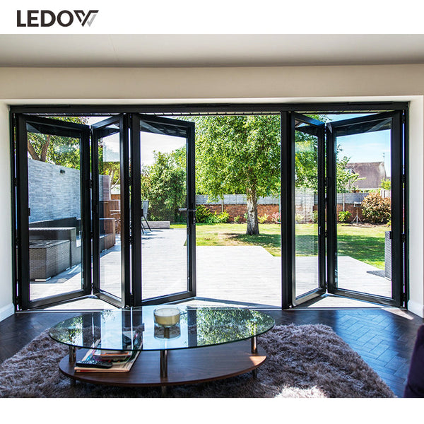 Last Design Thermal Break Double Tempered Glass Aluminium Alloy Bifolding Door Modern Foldable Folding ISO9001