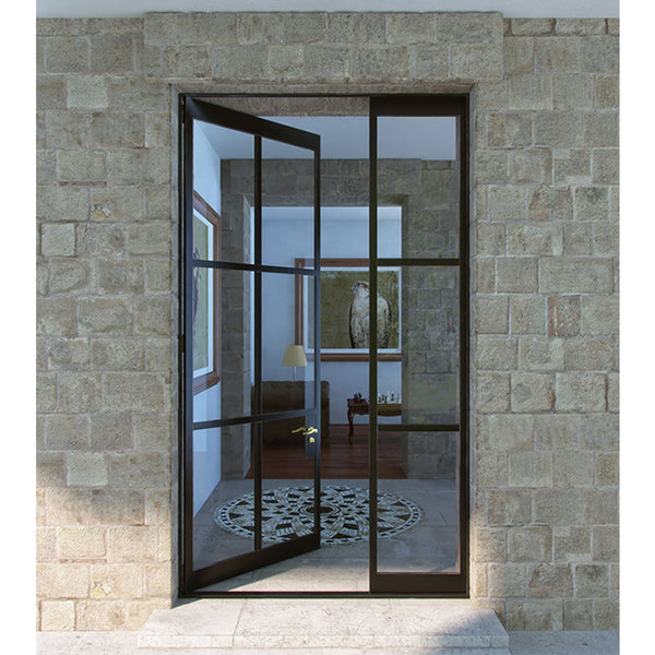 WDMA Best apartment wrought iron glass steel door design