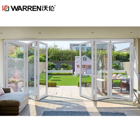 Warren 96x80 Bifold Aluminium Stained Glass White Vertical Accordion Door Size