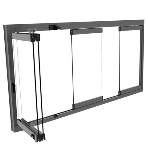 Aluminium Accordion Sliding Bi Fold Balcony Glazing Folding Invisible Frameless Double Glass Window With Thermal Break