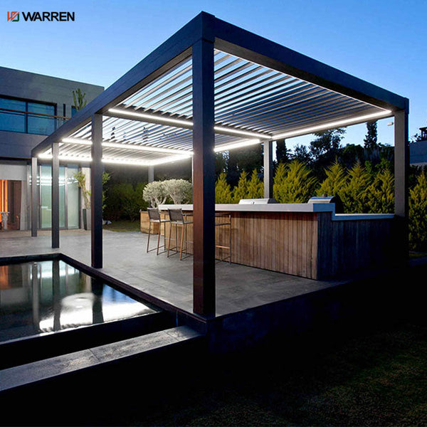 Warren gazebo canopy shades full retractable aluminum pergola