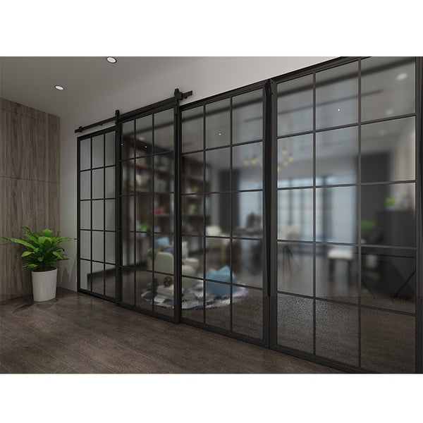 French Style Aluminum Framed Glass Sliding Barn Doors with Sliding Door Hardware Kit on China WDMA