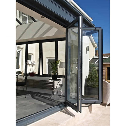 Luxury House Good Price Aluminum Profile Black Frame Balcony Sunroom Sliding Folding Door