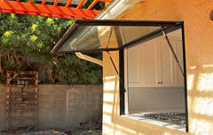 Low maintenance exterior aluminum awning push out flip up gas strut window with energy efficient glass