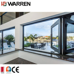 Manufacturer aluminum frameless bi-fold folding glass door window