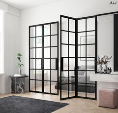 WDMA High quality Galvanized steel tube frame glass doors iron french door