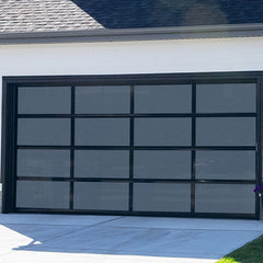 Aluminum alloy material frosted glass new black sectional panel garage door