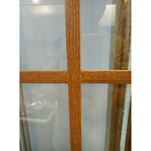 WDMA Brown wooden color frame pvc sliding windows with glass