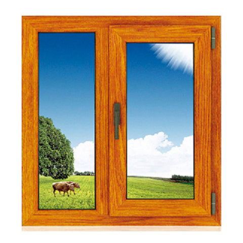 WDMA Hotian Brand High Quality Wood Color Double Tempered Glass Aluminum Casement Windows