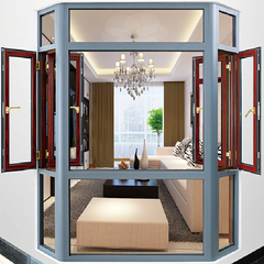 WDMA Double tempered glass aluminum frame casement bay window design