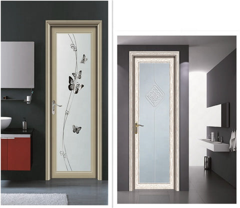 Interior Fiberglass Door Styles Aluminum Frame Frosted Glass Bathroom Toilet Door Nigeria