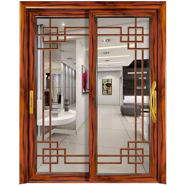 HS-JY8053 factory price exterior double glazed glass panel aluminum doors on China WDMA