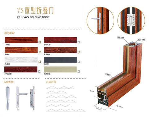 High Quality Office Accordion Type Sliding Stacking Built In Lattice And Blinders Integral Shutters/blinds Folding Door Handle on China WDMA