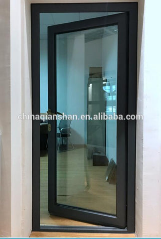 construction single pane aluminium interior french frosted double tempered glass bathroom door casement swing door on China WDMA