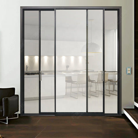 WDMA aluminum glass kitchen door design/ Slim Frame Aluminum Sliding Door/ Narrow Frame Push-pull Door