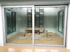 Aluminum sliding glass patio doors with big size tempered glass for commercial use on China WDMA