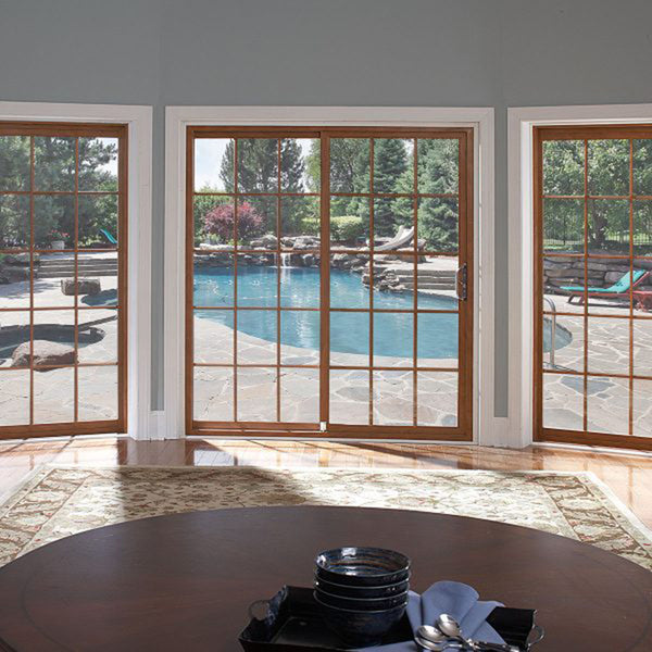 American new construction wood grain 2 lite series 332 sliding patio door on China WDMA