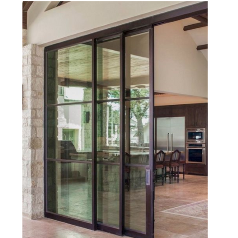 WDMA  French large window sliding steel glass security doors wrought iron sliding door