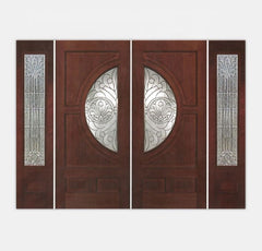 Half Lite Glass Wooden Exterior Double Doors With Side Lite on China WDMA