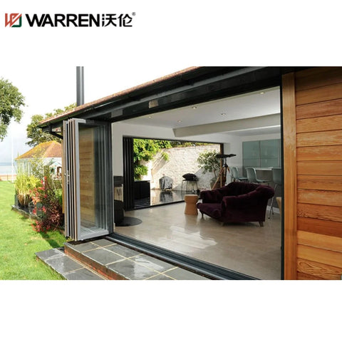 Warren 34x78 Bifold Aluminium Triple Glass Black Foldable Big Door For Bedroom